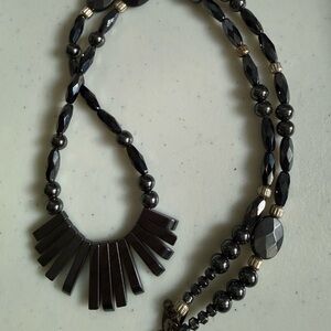 Vintage Elegant Black Beaded Hematite Necklace